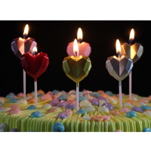 Świeczka urodziny dekoracja tort serce róż złoty